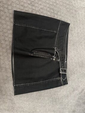 Black Mini Skirt with White Piping